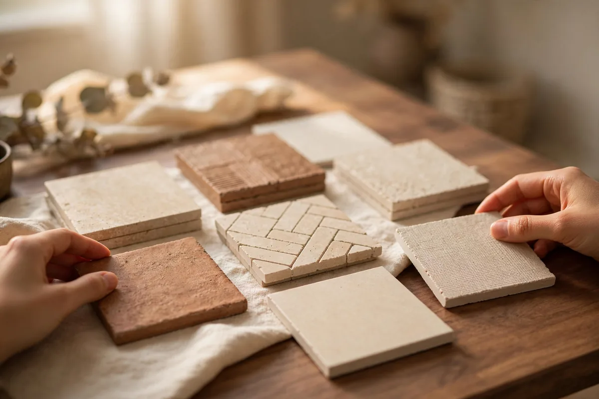 Tile samples on a table