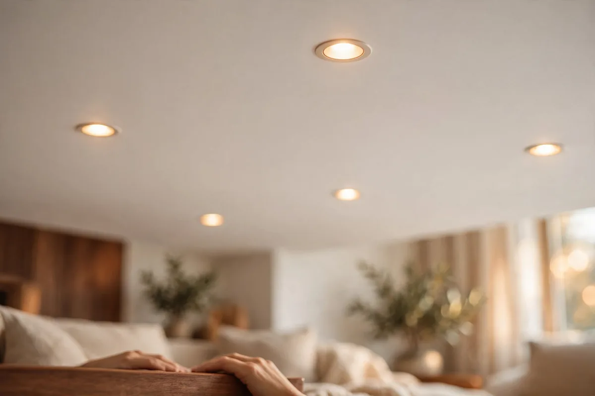 A smooth drywall ceiling
